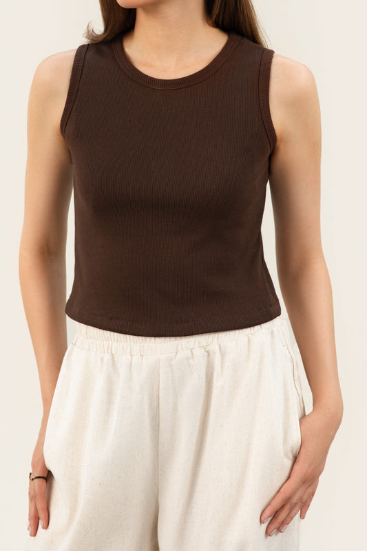 Brown Ribbed Tank