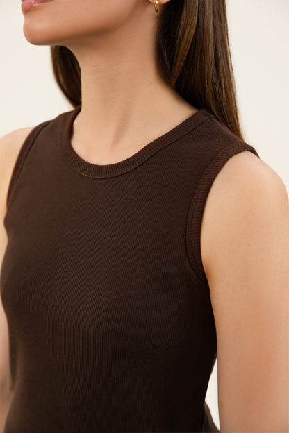 Brown Ribbed Tank