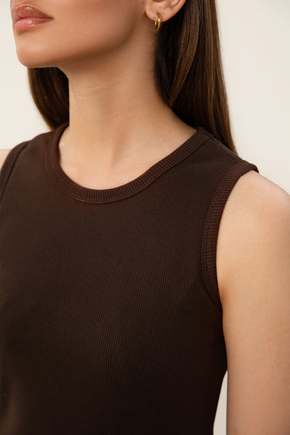 Brown Ribbed Tank