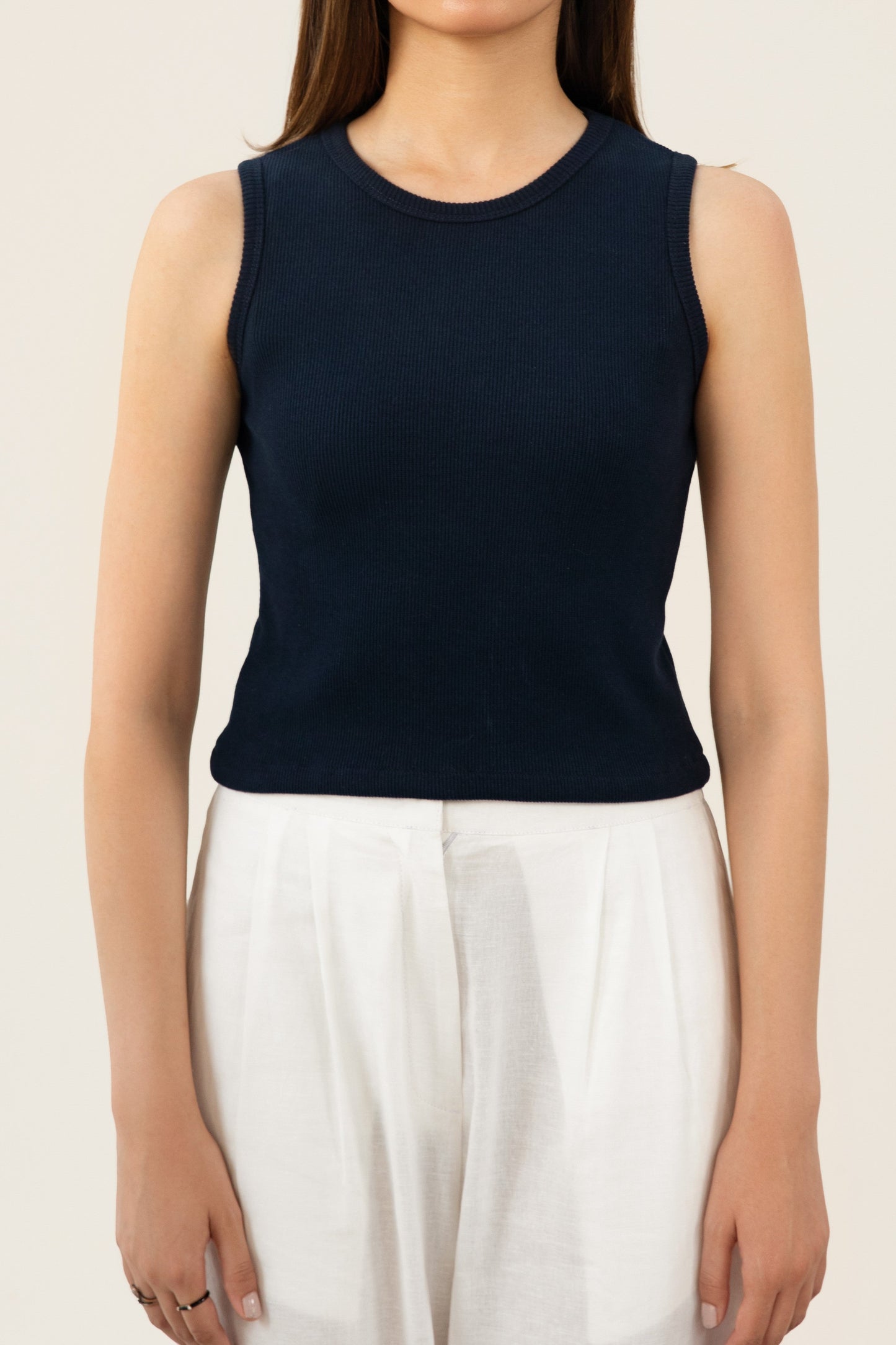 Navy Ribbed Tank