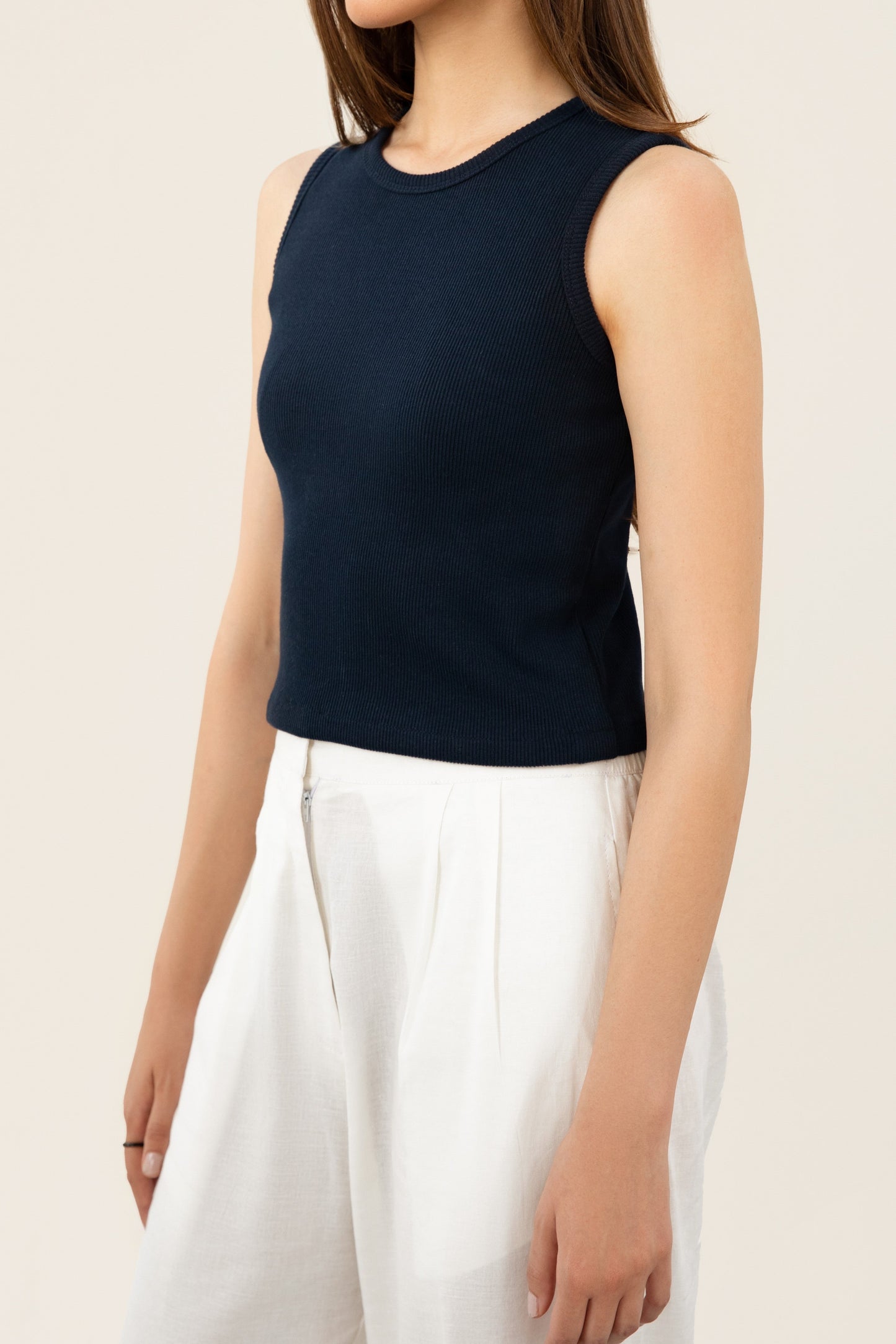 Navy Ribbed Tank