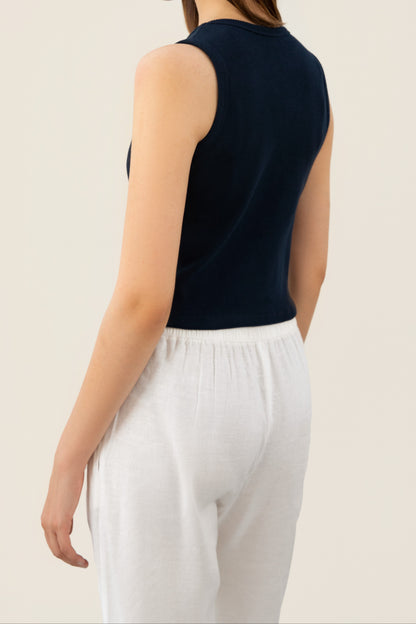 Navy Ribbed Tank