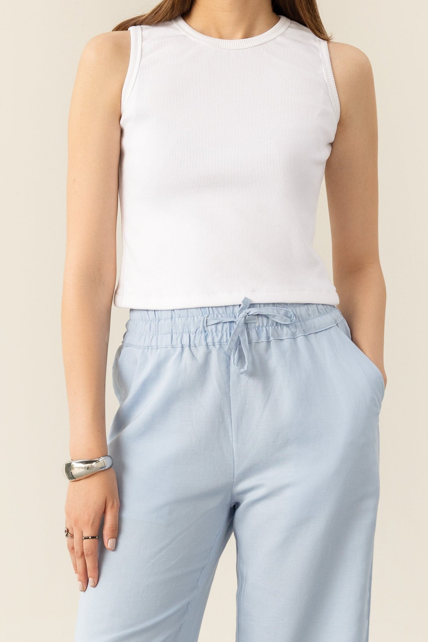 White Ribbed Tank