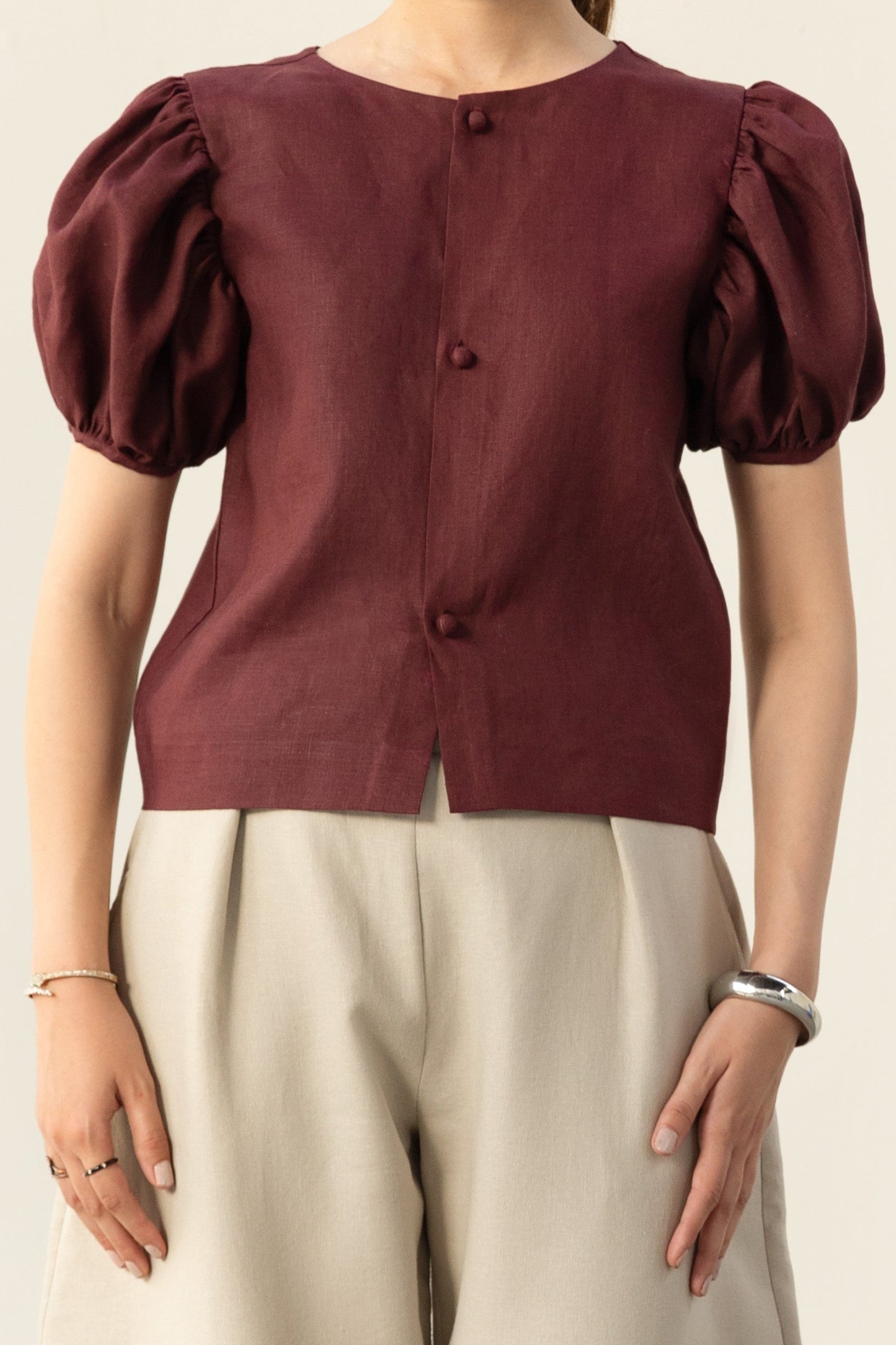 Burgundy Puff Top