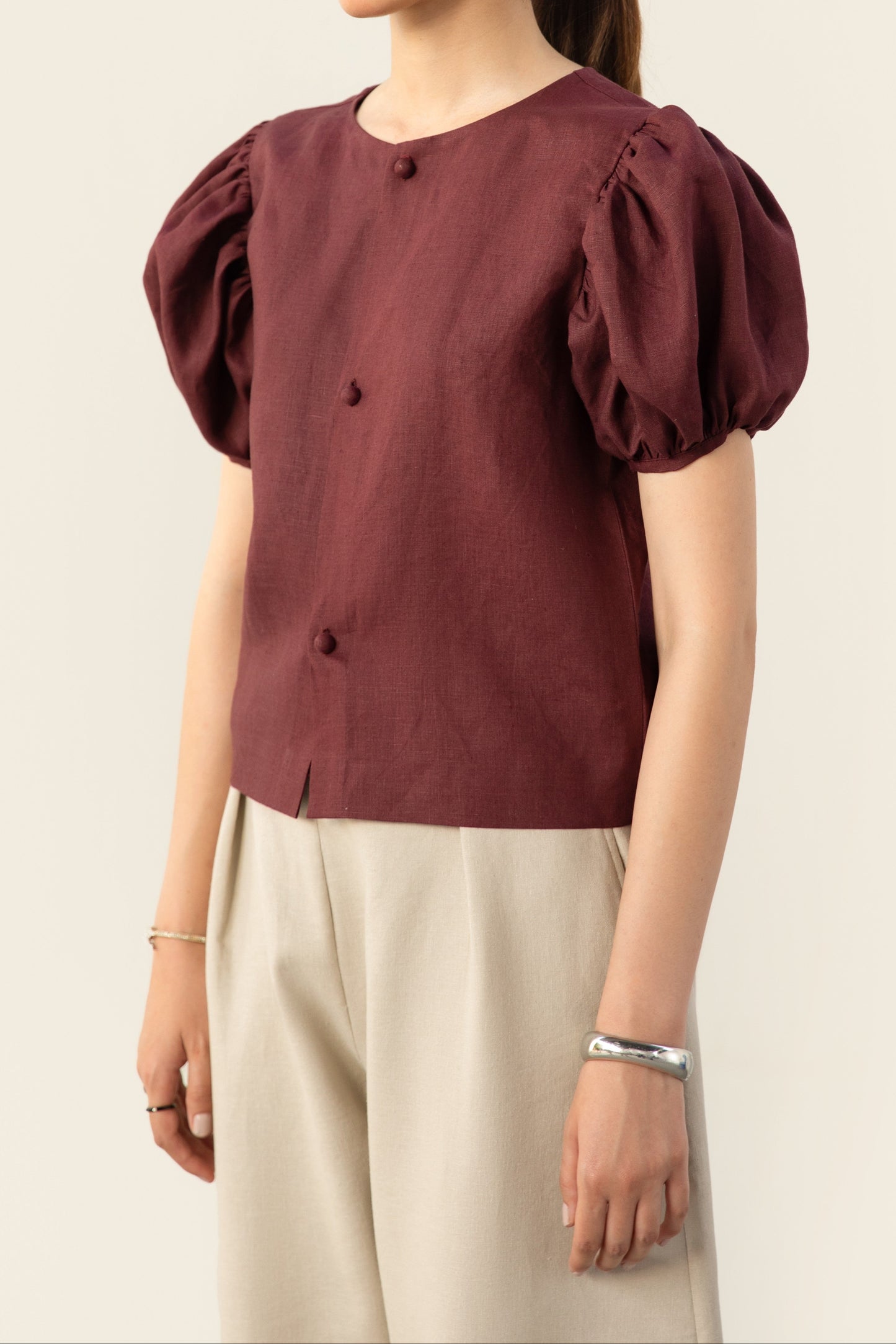 Burgundy Puff Top