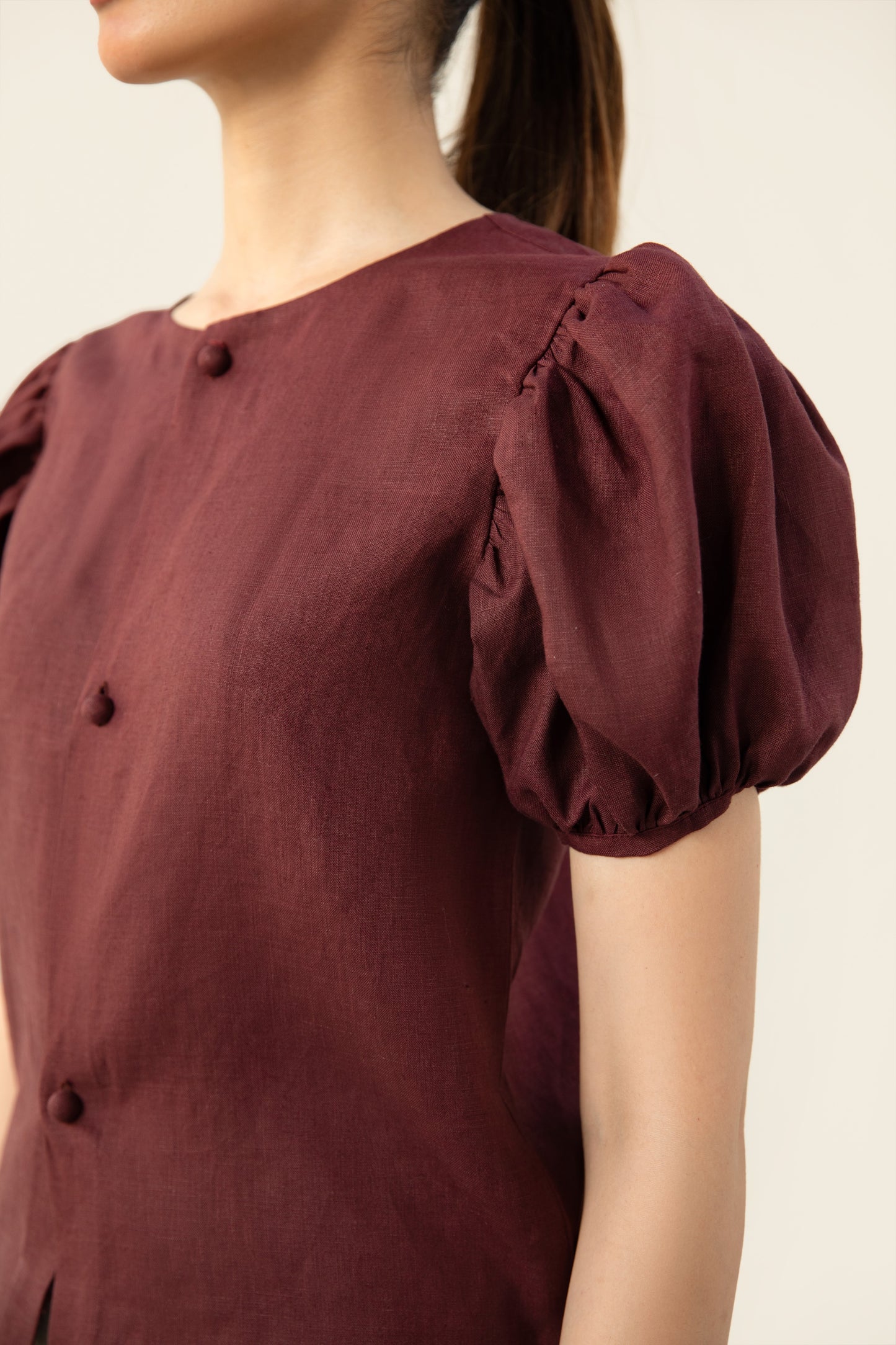 Burgundy Puff Top