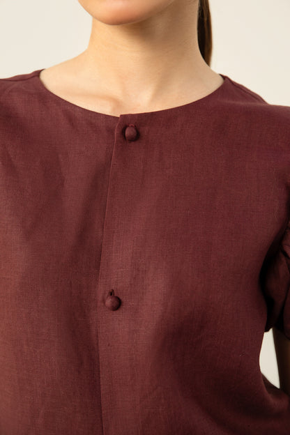 Burgundy Puff Top