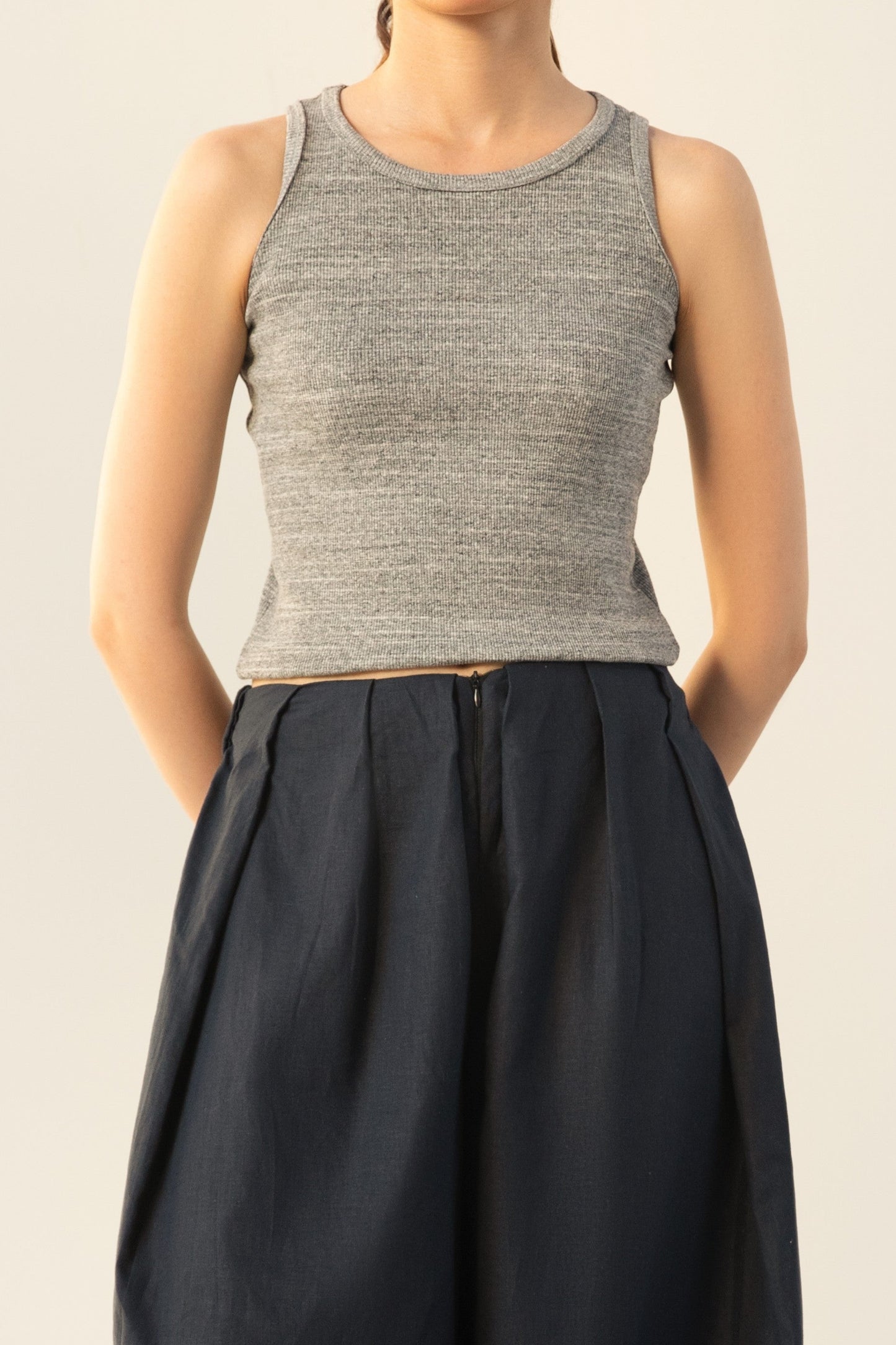 Grey Ribbed Tank