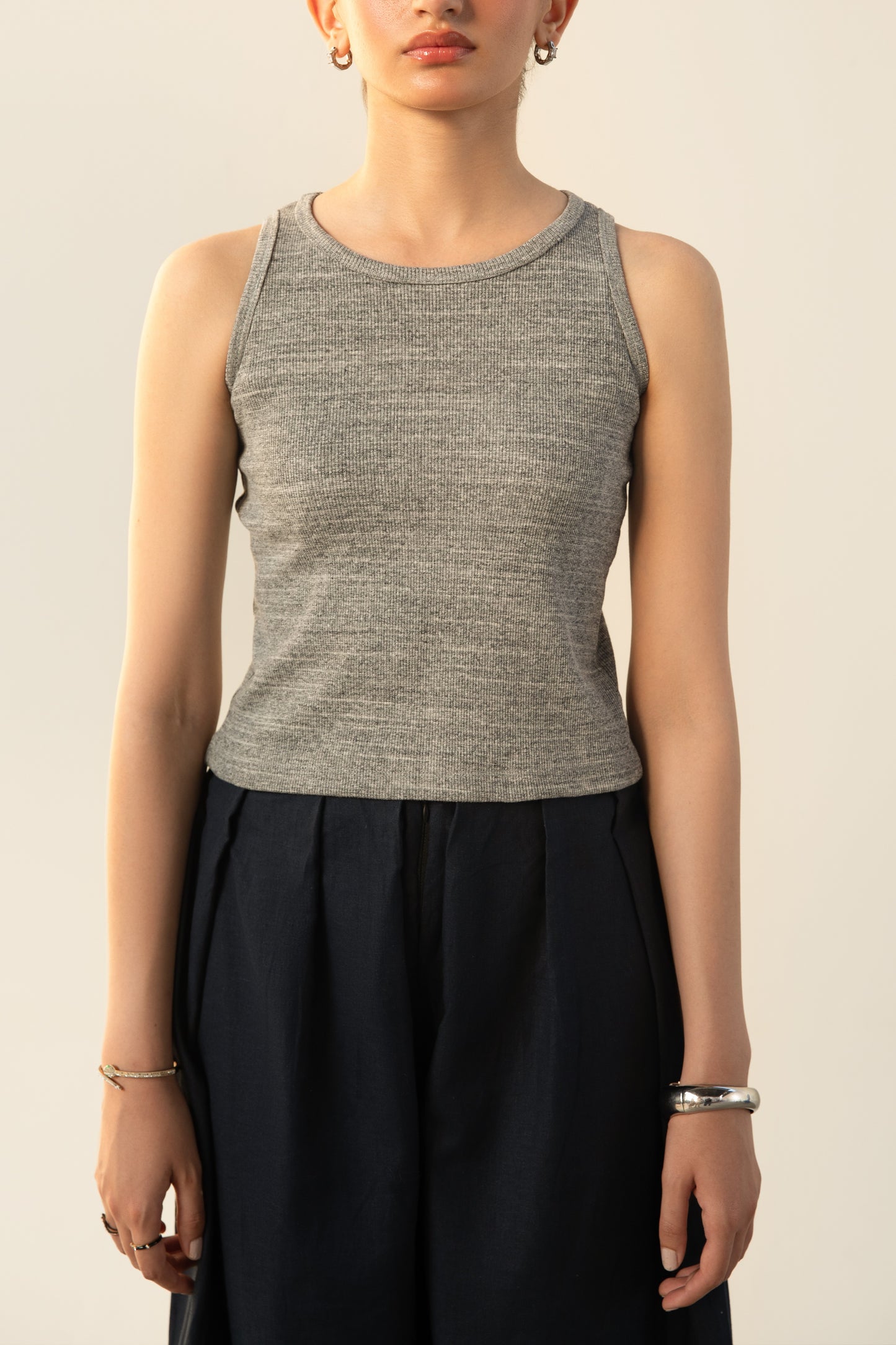 Grey Ribbed Tank