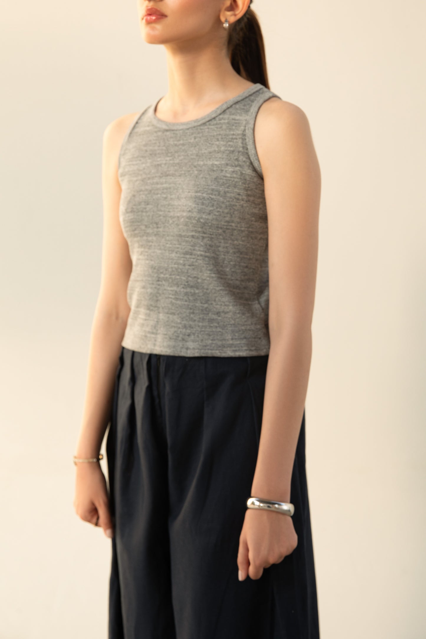 Grey Ribbed Tank