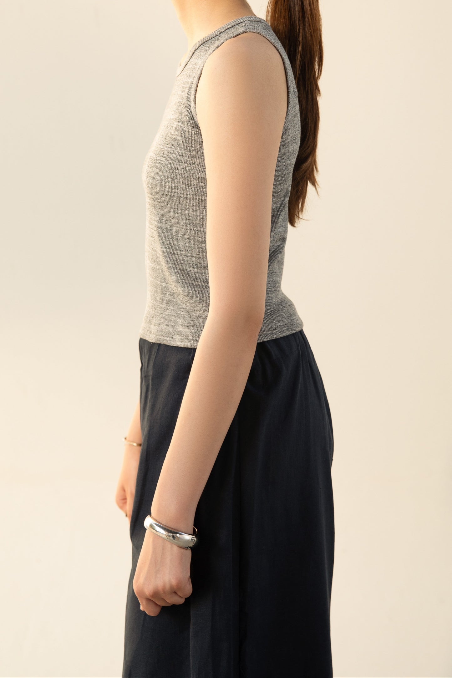 Grey Ribbed Tank