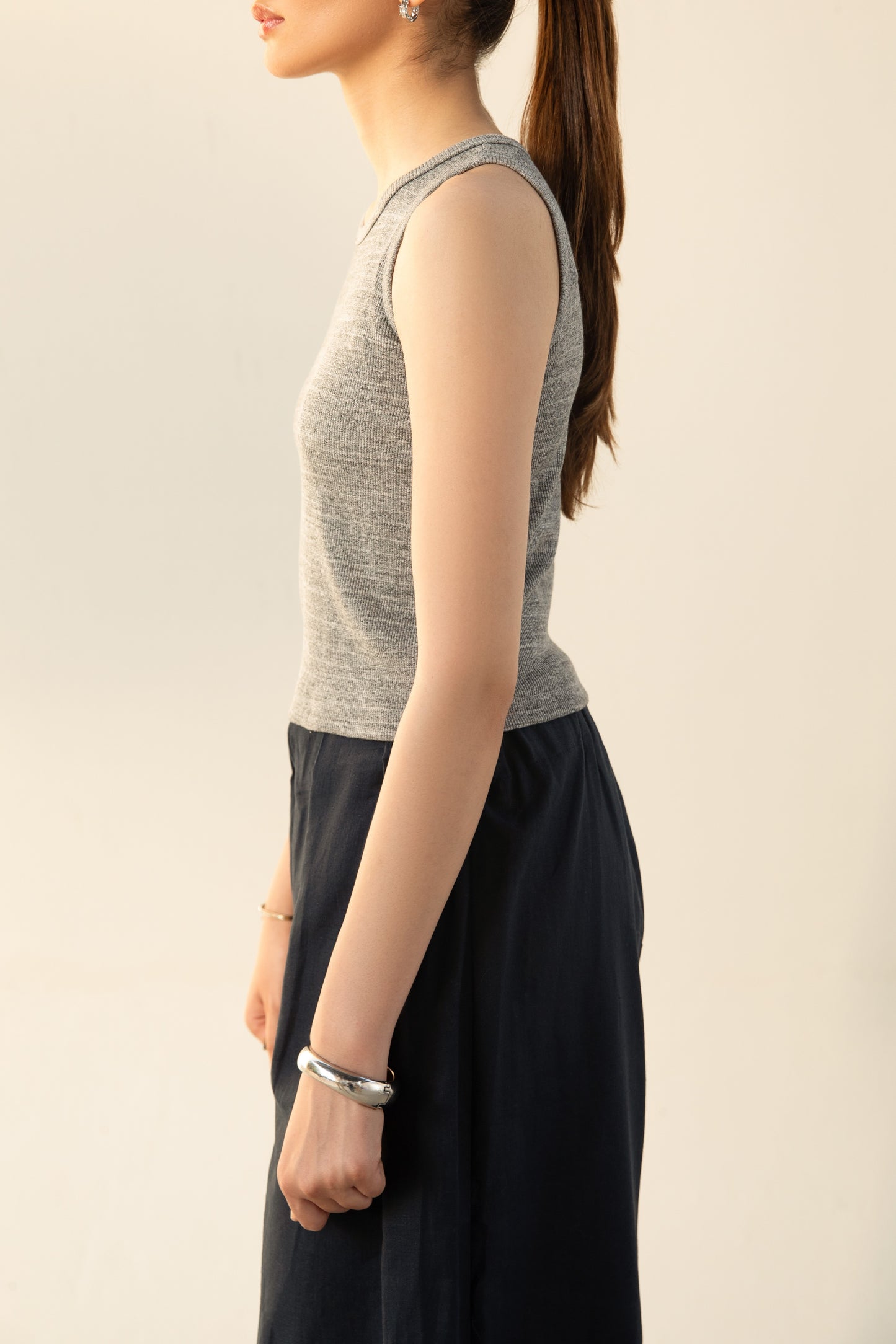 Grey Ribbed Tank