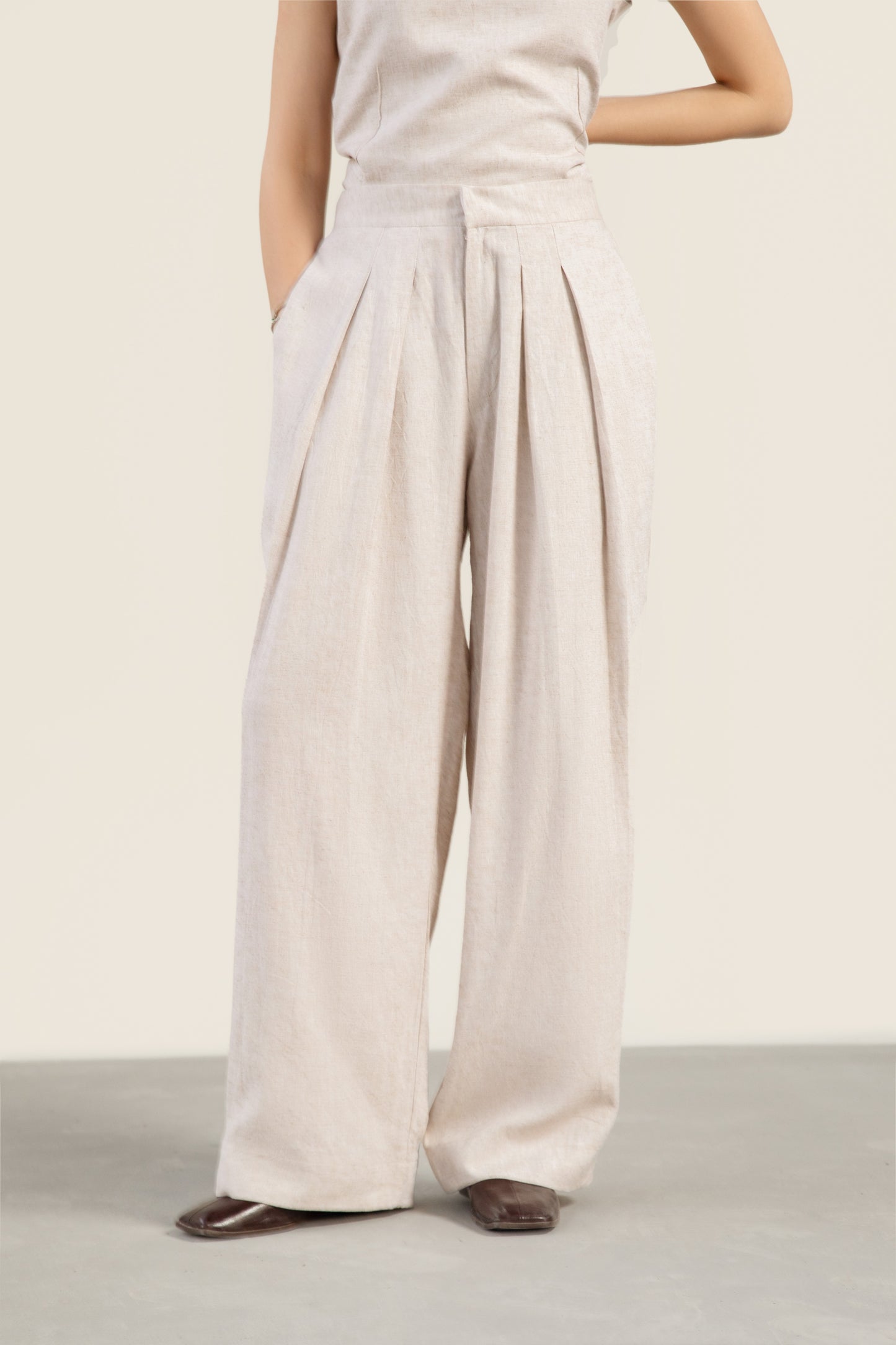 Oatmeal Wide Leg Pants
