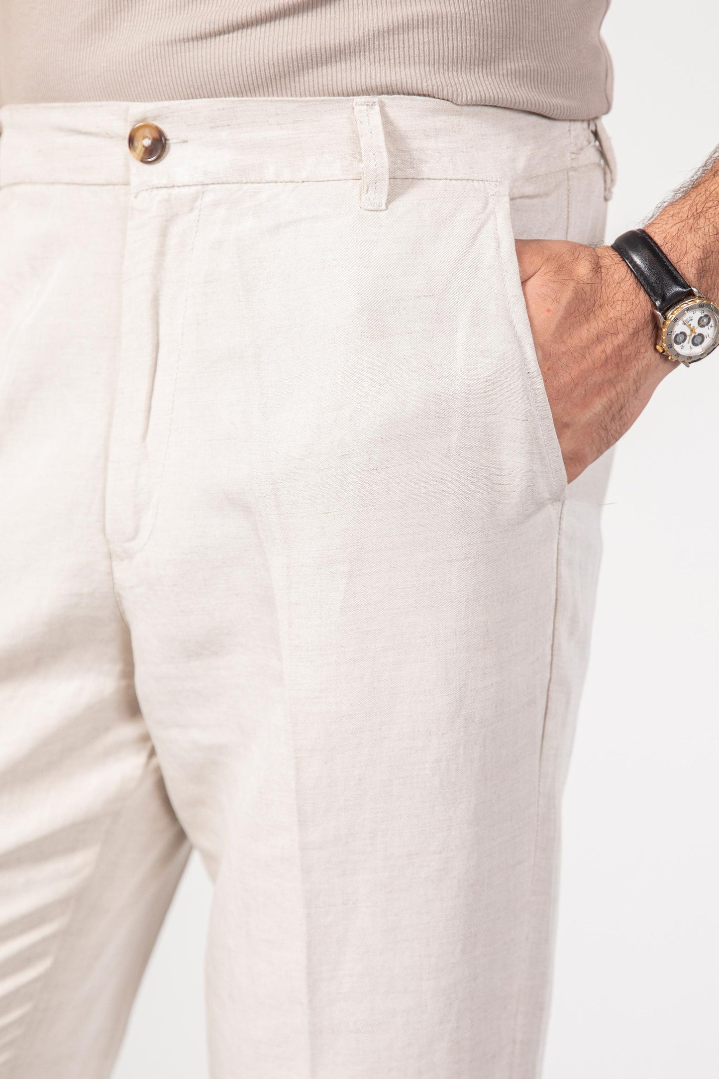 Beige linen trouser