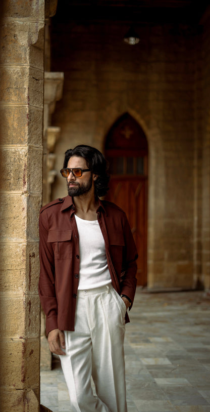 Burgundy Linen Shacket