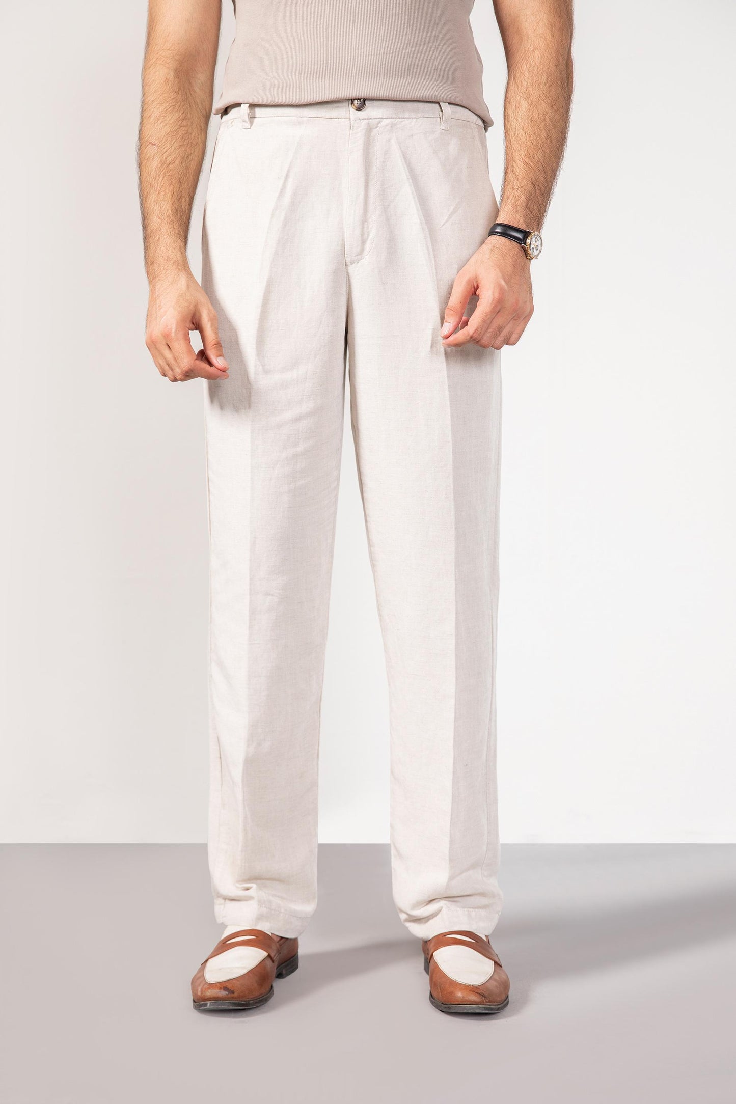 Beige linen trouser