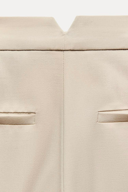Beige Tailored Pleated Pant