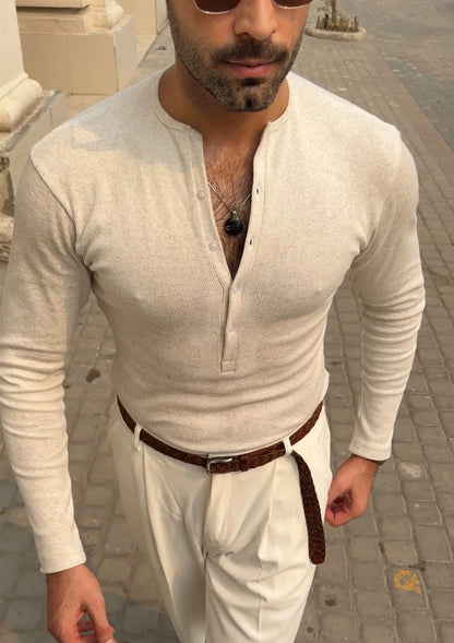 Beige Rib Henley