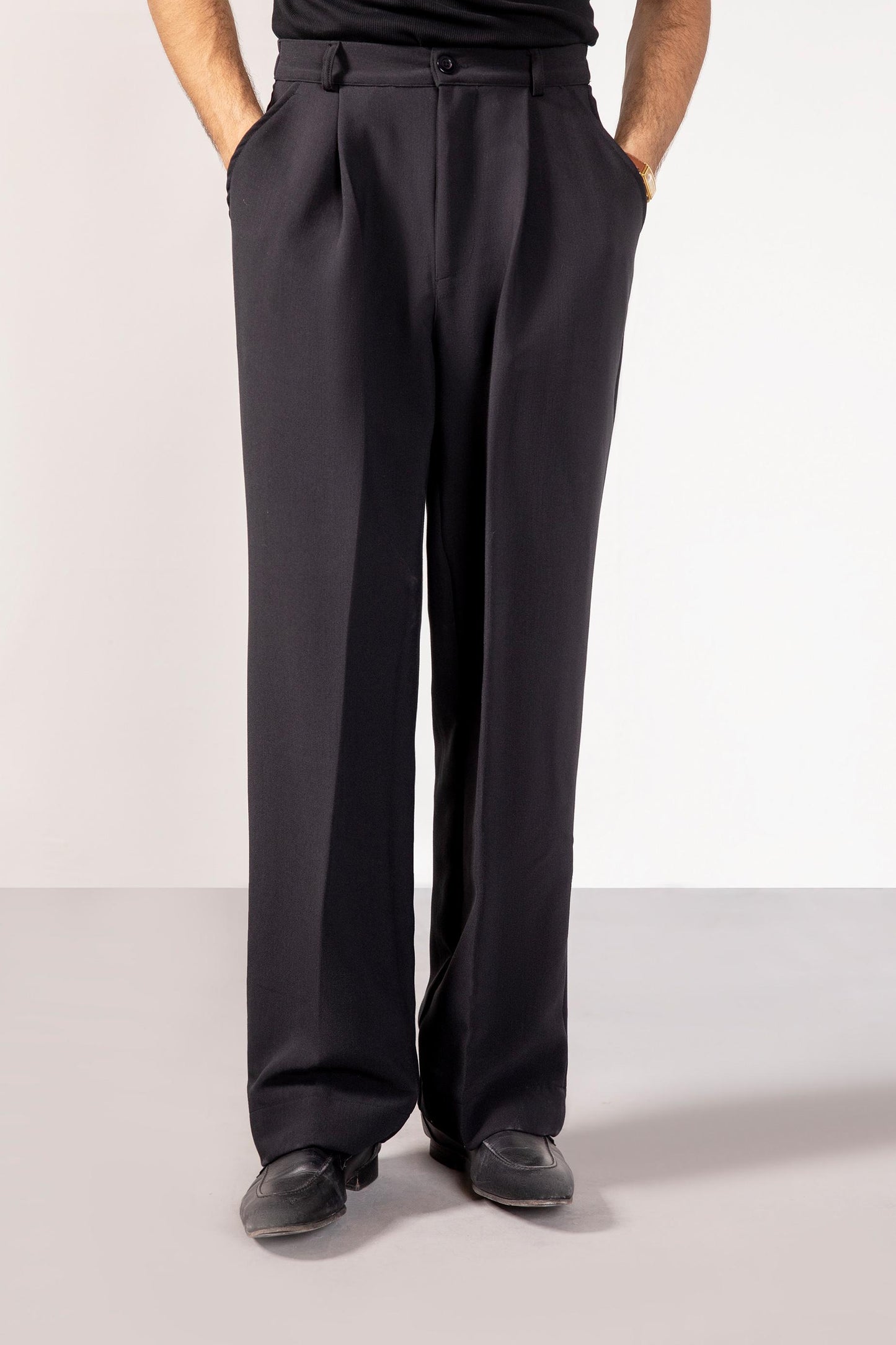 Black Korean Blended Pants