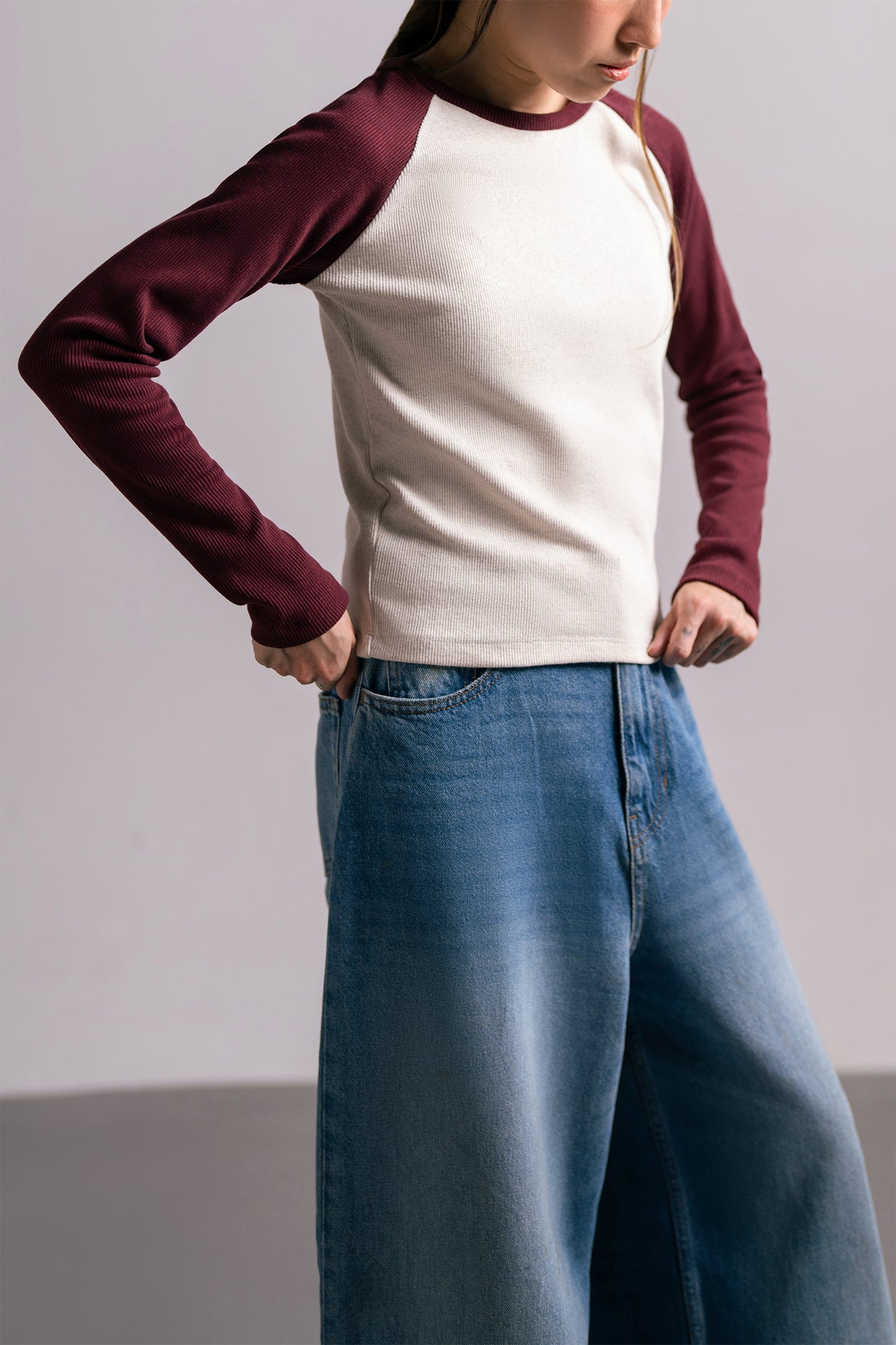 Burgundy Contrast Tee