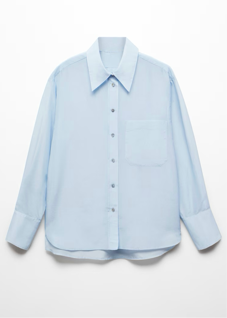 French Collar Sky Blue Shirt