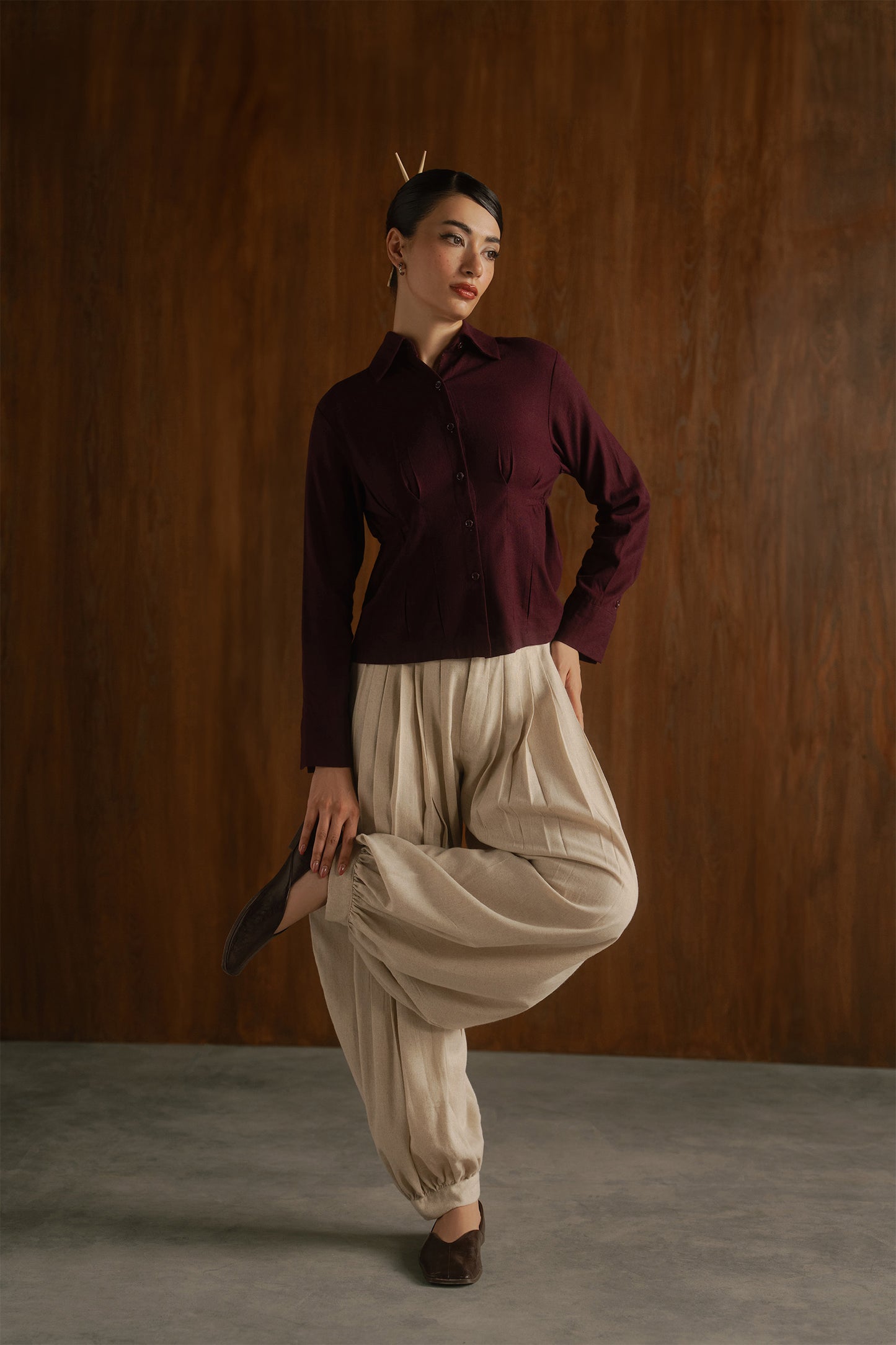 Pleated balloon pants