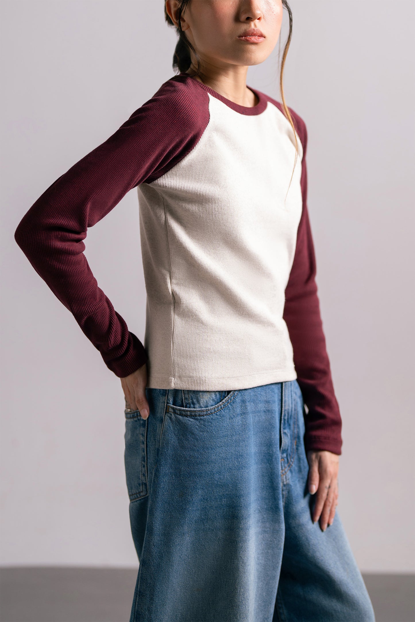 Burgundy Contrast Tee