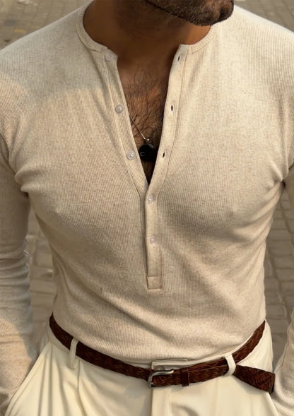 Beige Rib Henley