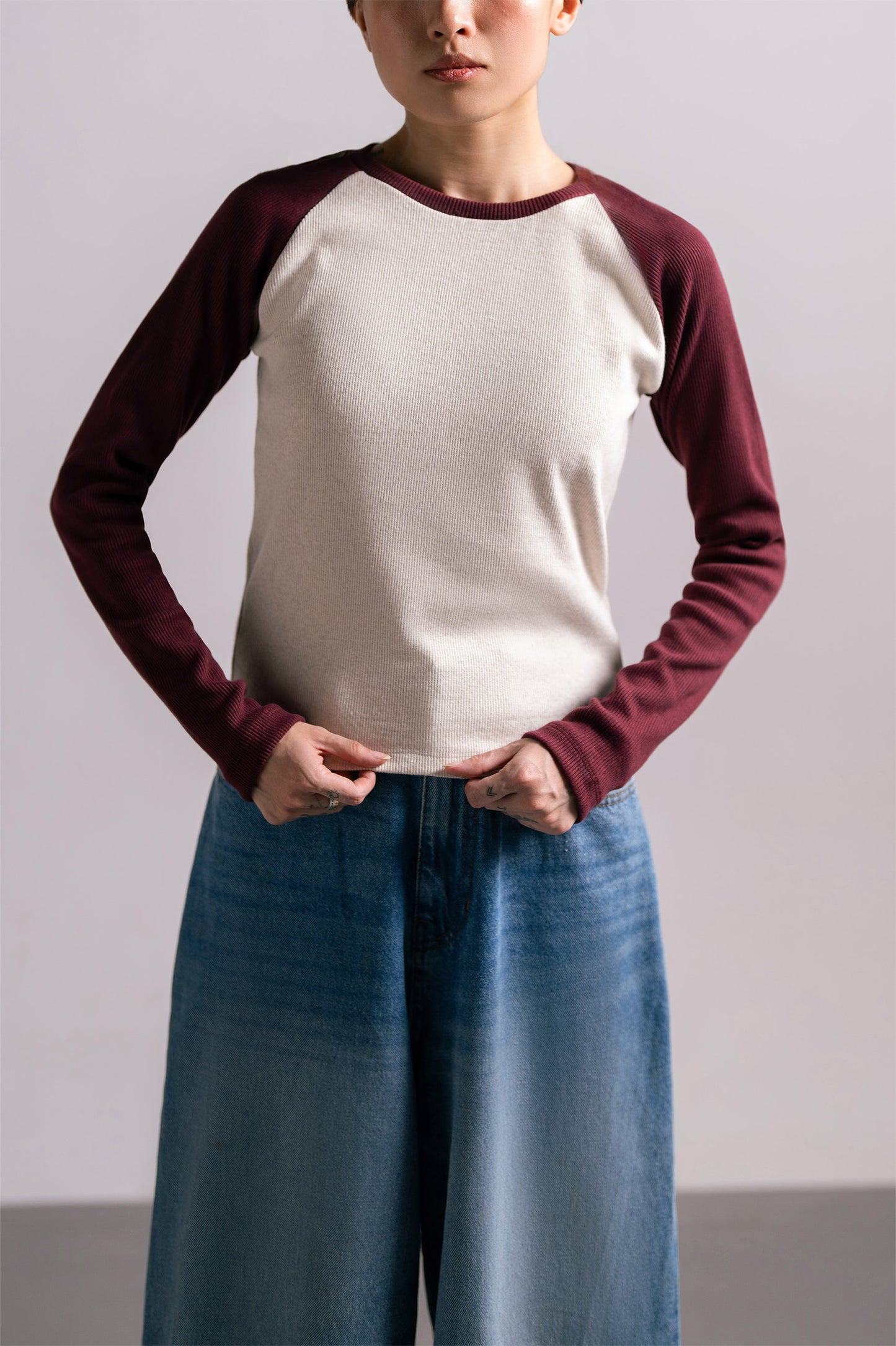 Burgundy Contrast Tee