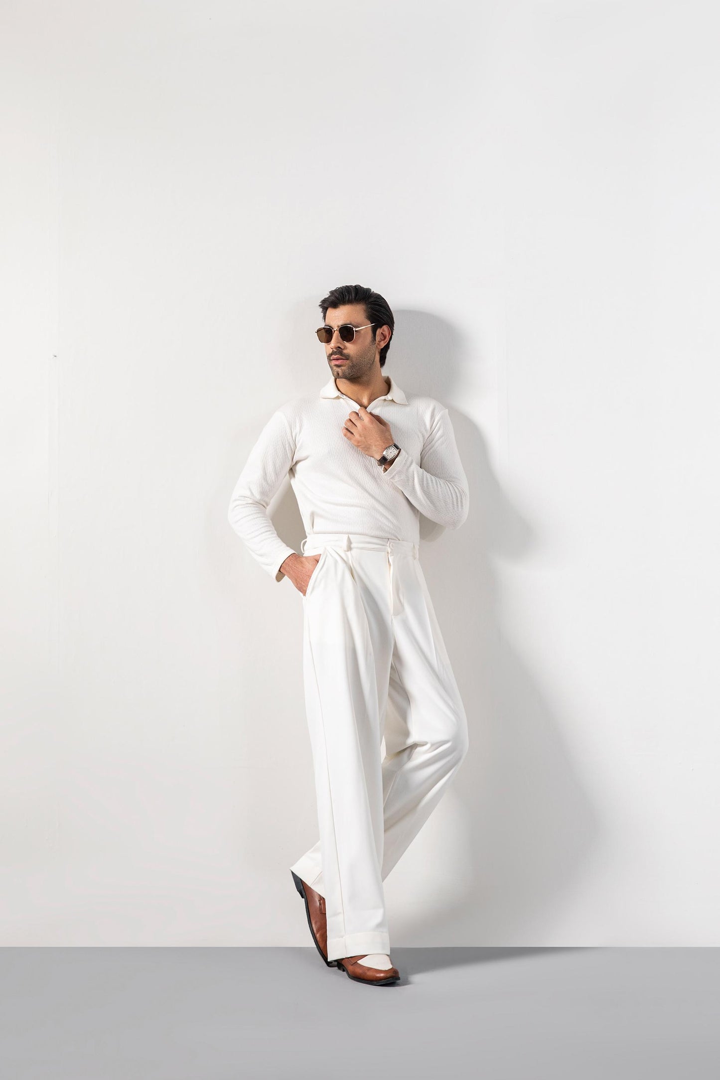 White Korean Blended Pants