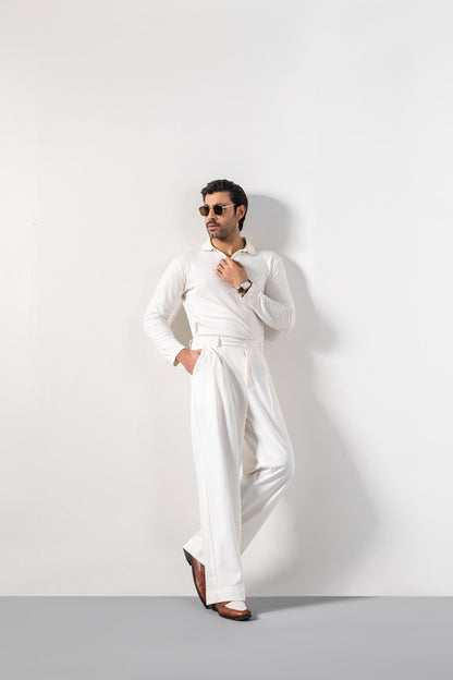 White Korean Blended Pants