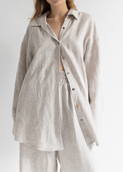 All-Day Navy Blue Linen Coordset