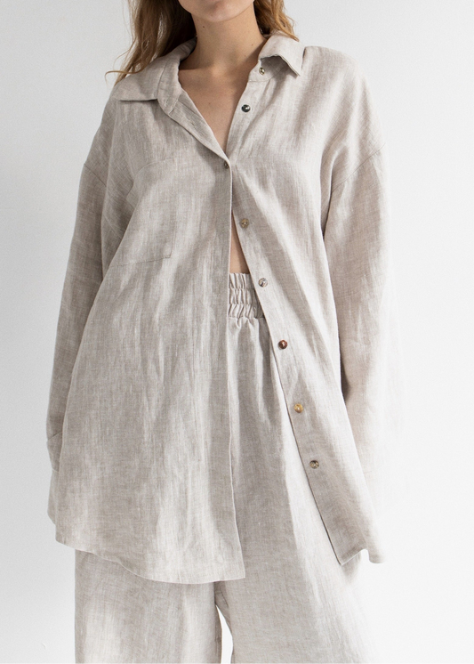 All Day Beige Linen Coordset