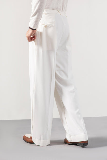 White Korean Blended Pants