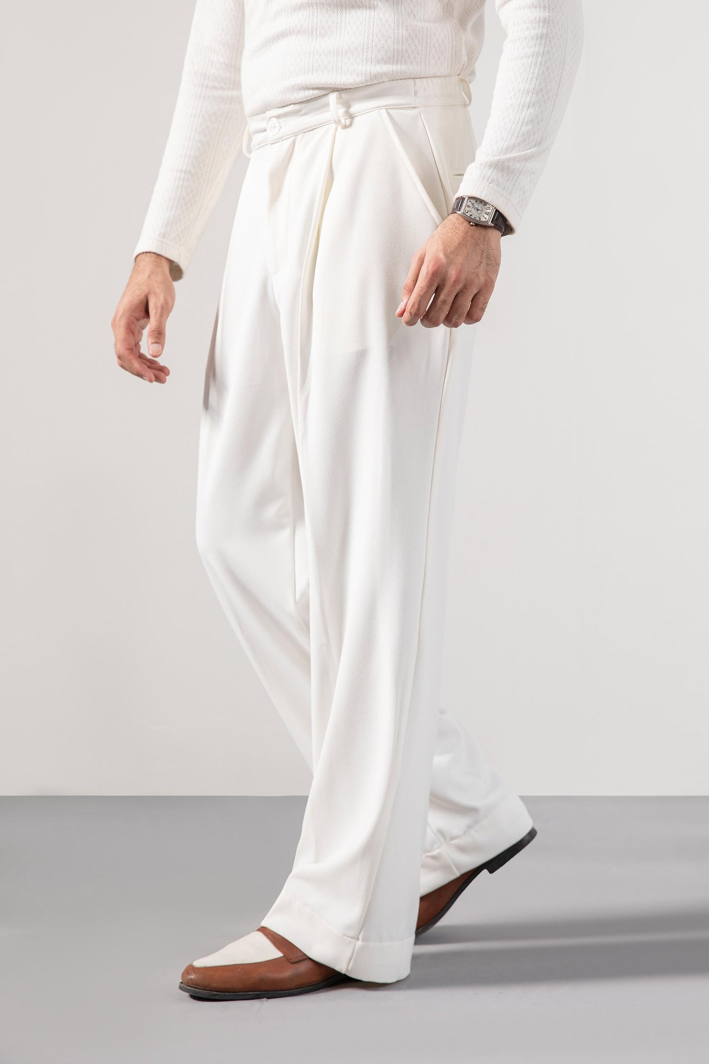 White Korean Blended Pants