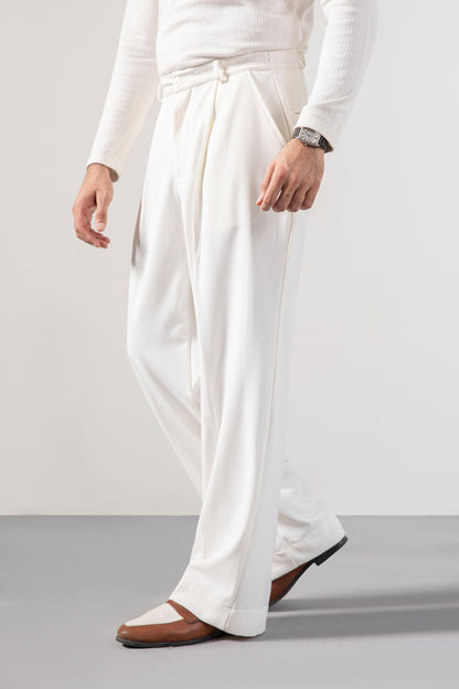 White Korean Blended Pants