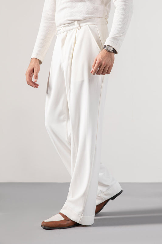White Korean Blended Pants