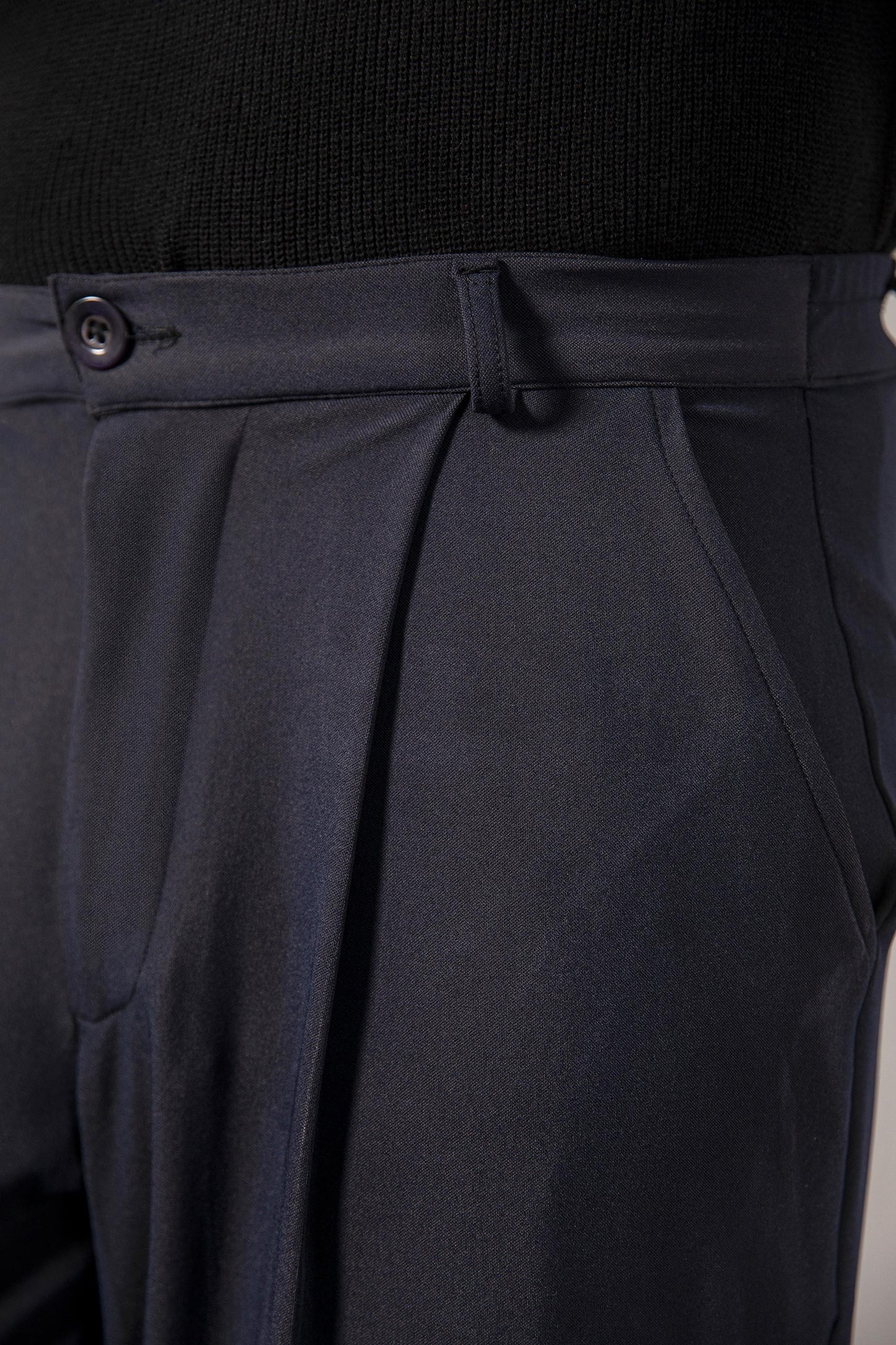 Navy Korean Blended Pants