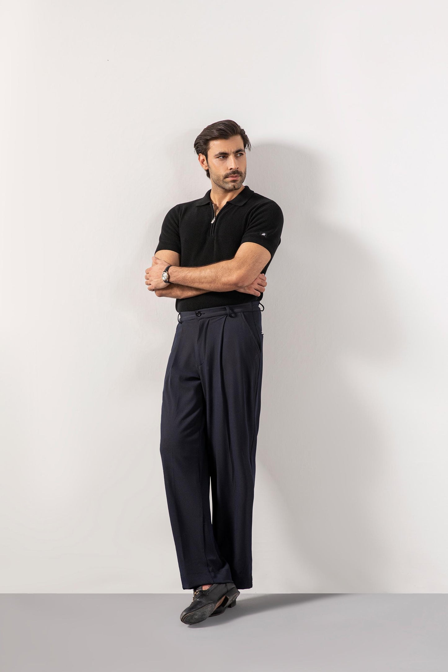 Navy Korean Blended Pants