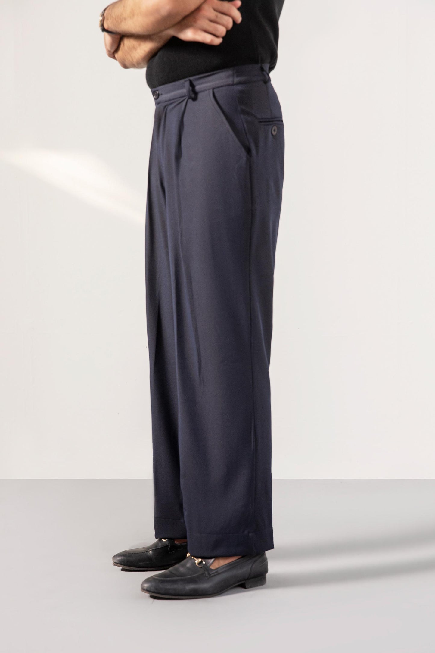 Navy Korean Blended Pants