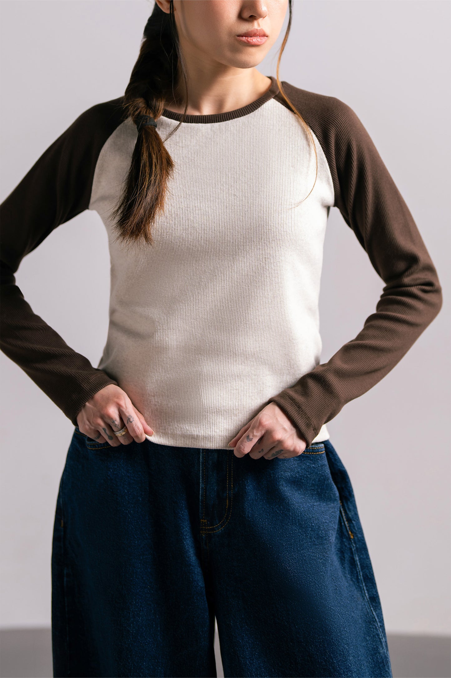 Beige Contrast Tee