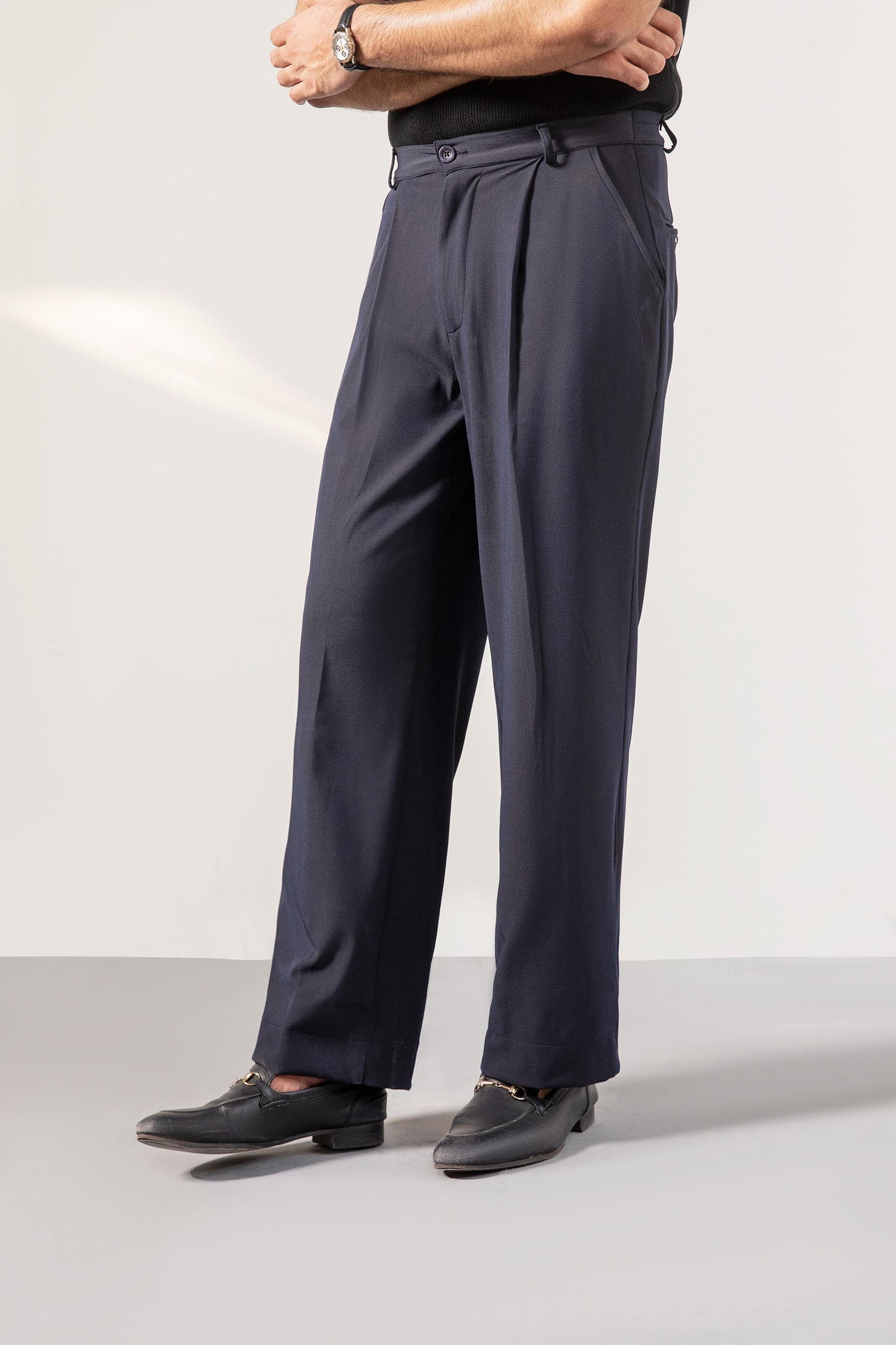 Navy Korean Blended Pants