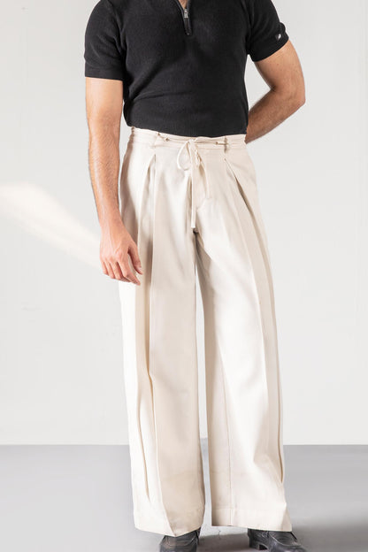 WIDE LIEG PLEATED PANTS