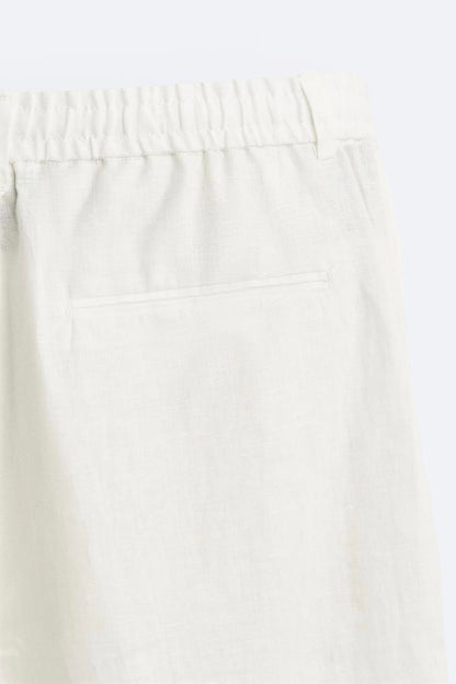 White Linen Straight fit trouser