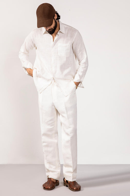 White Linen Co-ord Set for Men