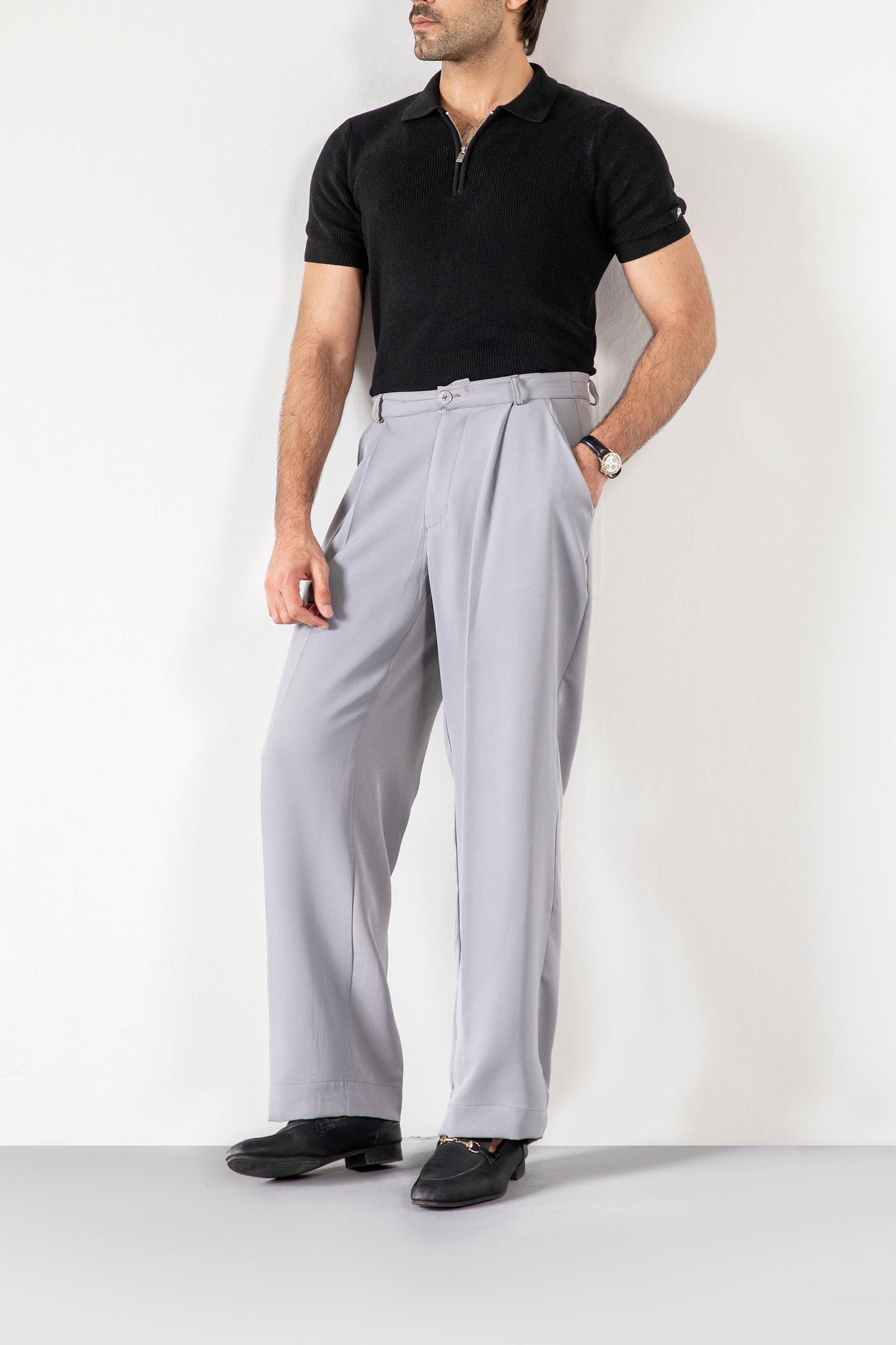 Grey Korean Blended Pants