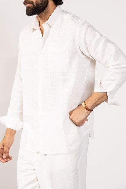 White Linen Co-ord Set for Men