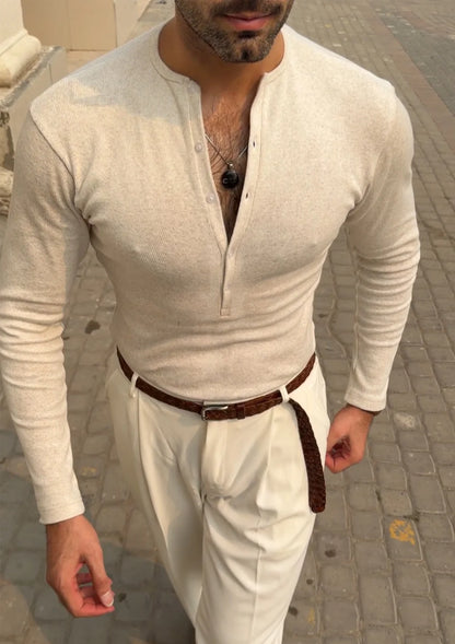 Beige Rib Henley