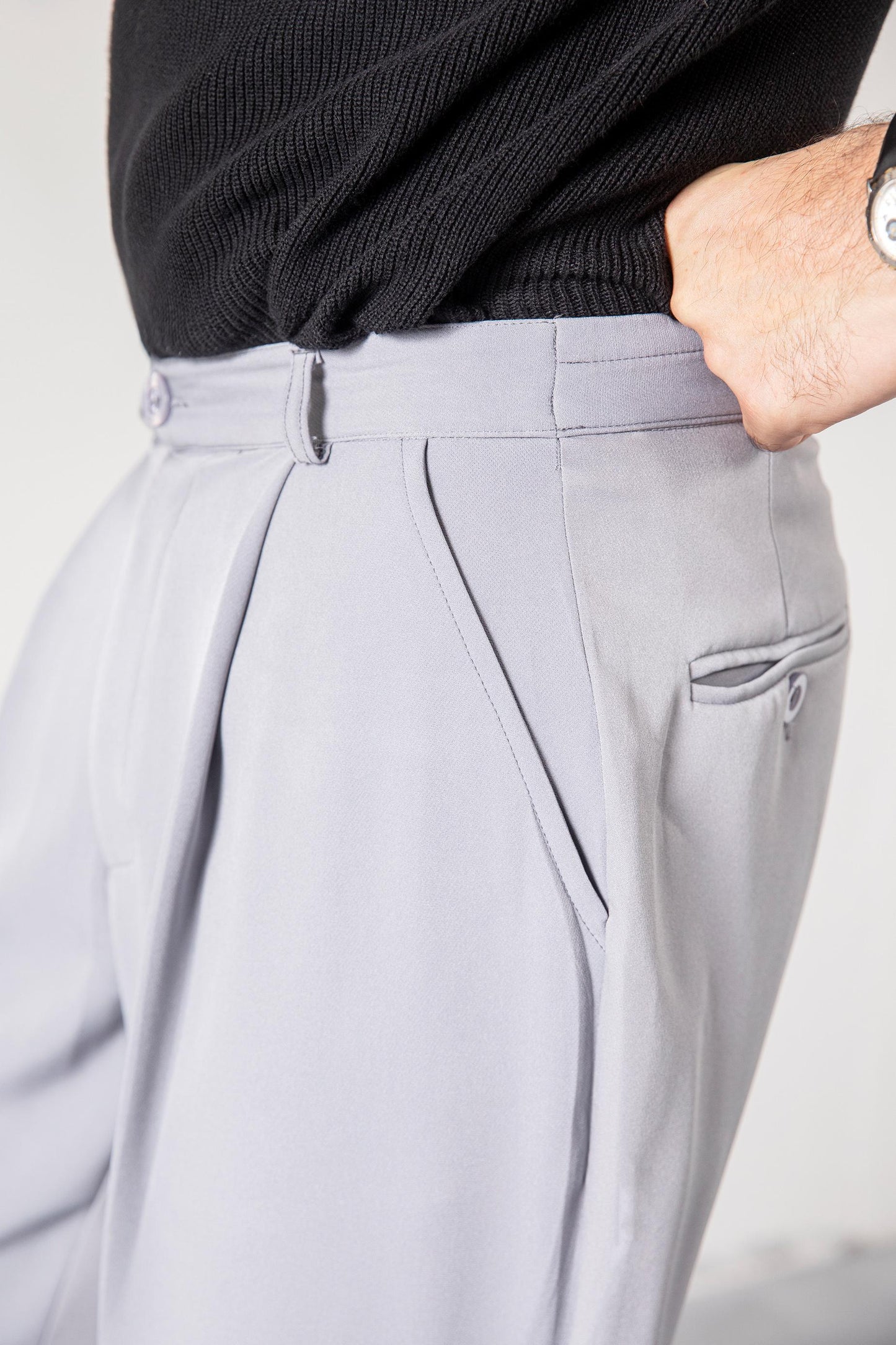 Grey Korean Blended Pants