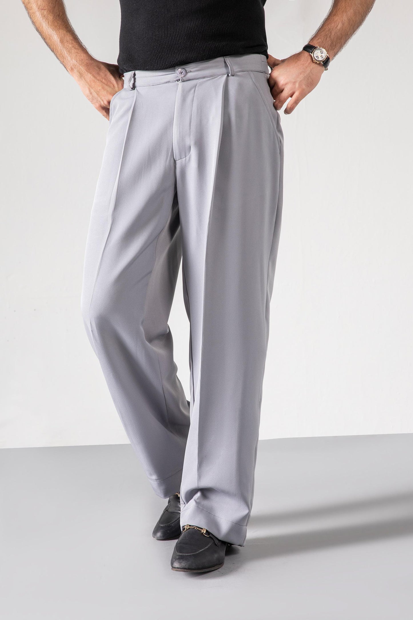 Grey Korean Blended Pants